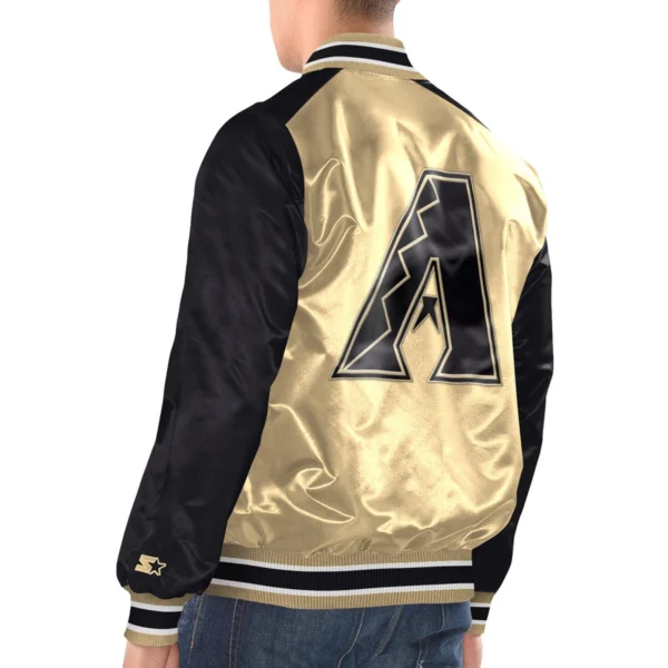 Arizona Diamondbacks Gold & Black Full-Snap Satin Varsity Jac