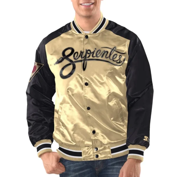 Arizona Diamondbacks Gold & Black Full-Snap Satin Varsity Jacke