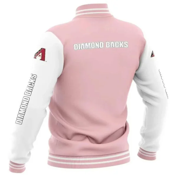 Arizona Diamondbacks Pink & White Baseball Team Players Wool Varsity Jacke