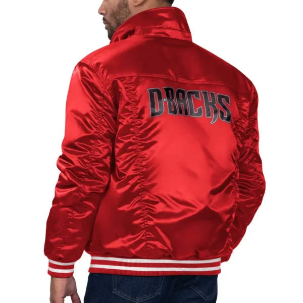 Arizona Diamondbacks Red Full-Snap Satin Trucker Varsity Jacke