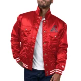 Arizona Diamondbacks Red Full-Snap Satin Trucker Varsity Jacket