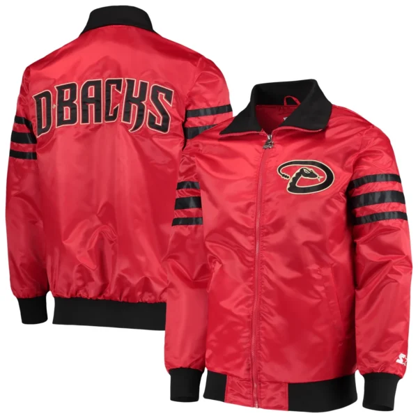 Arizona Diamondbacks The Captain II Red Full-Zip Satin Varsity Jack