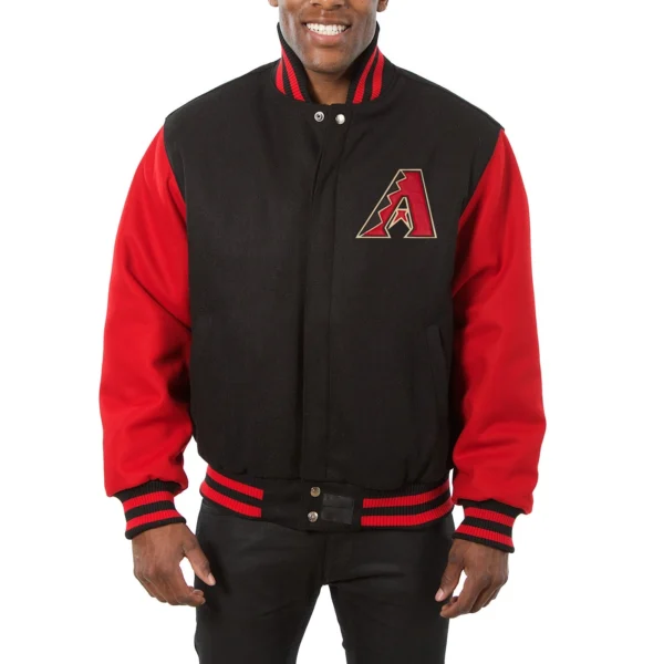 Arizona Diamondbacks Two Tone Wool Varsity Jacket Black & Re