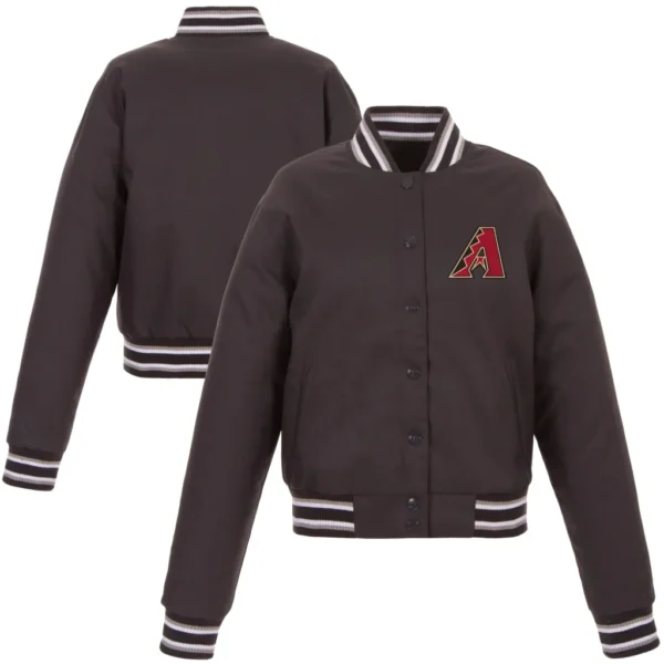 Arizona Diamondbacks Women's Charcoal Poly Twill Full-Snap Varsity Jacke