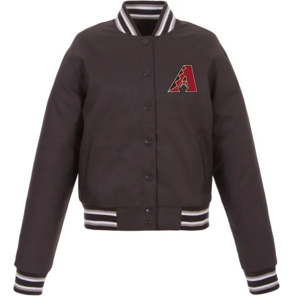 Arizona Diamondbacks Women's Charcoal Poly Twill Full-Snap Varsity Jacket