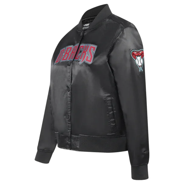 Arizona Diamondbacks Women's Classic Black Satin Varsity Jacke