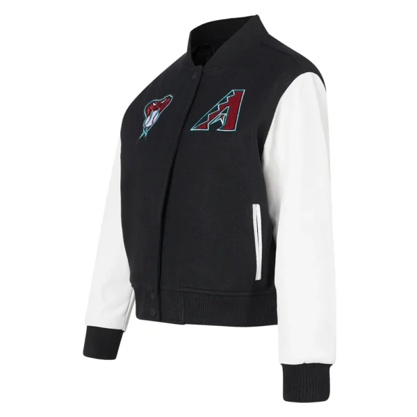 Arizona Diamondbacks Women's Classic Black&White Wool & Leather Varsity Jacke