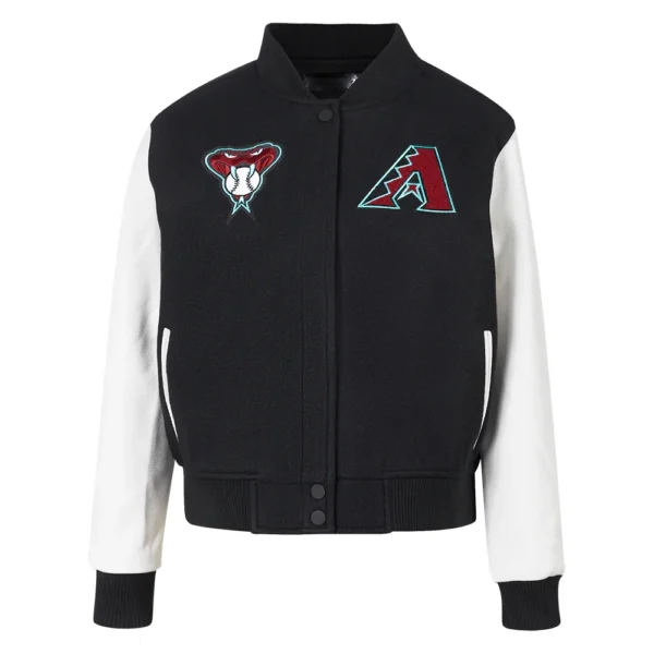 Arizona Diamondbacks Women's Classic Black&White Wool & Leather Varsity Jacket