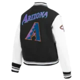 Arizona Diamondbacks Women's Retro Classic Black&White Wool & Leather Varsity Jacke