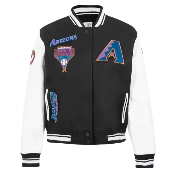 Arizona Diamondbacks Women's Retro Classic Black&White Wool & Leather Varsity Jacket