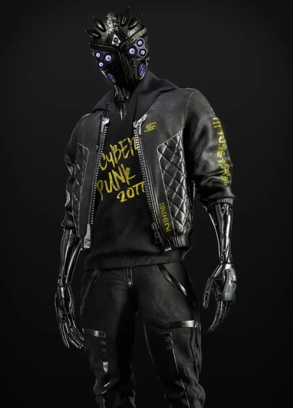 Cyberpunk 2077 Cyborg Bomber Black Leather Jacket