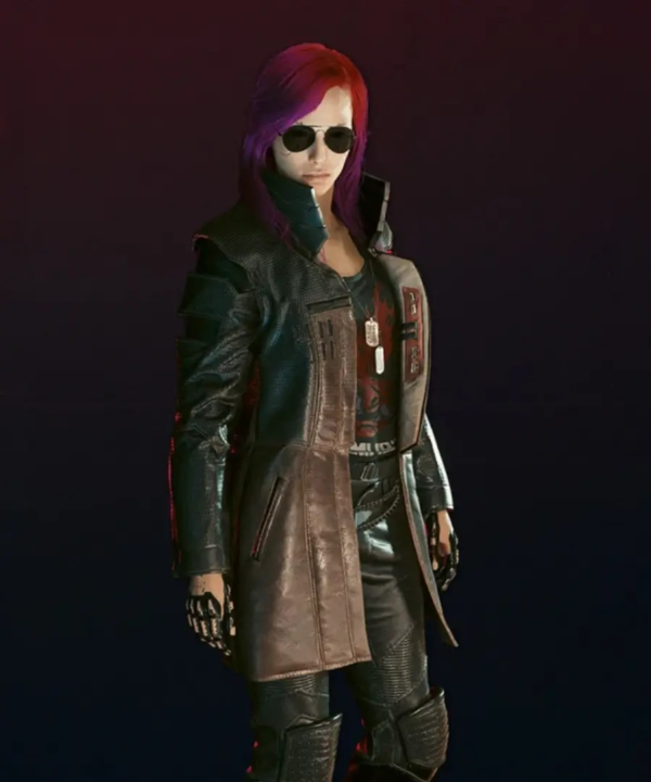 Cyberpunk 2077 Durable Women Leather Brown Coat