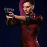 Cyberpunk 2077 Female V Red Leather Blazer Coa