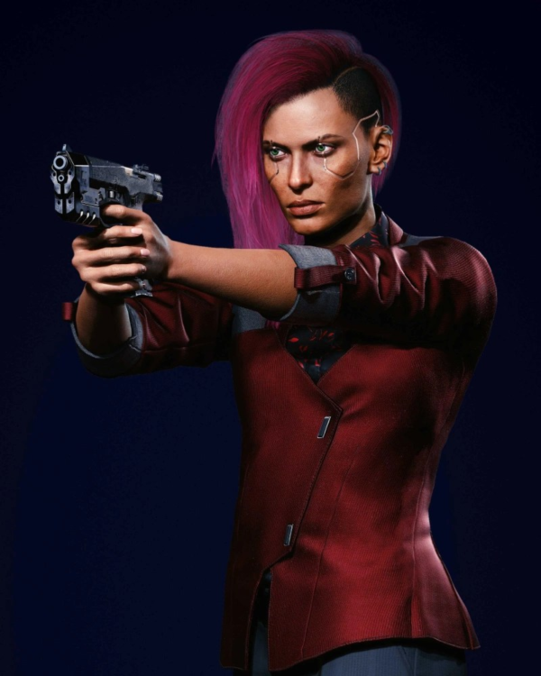 Cyberpunk 2077 Female V Red Leather Blazer Coa