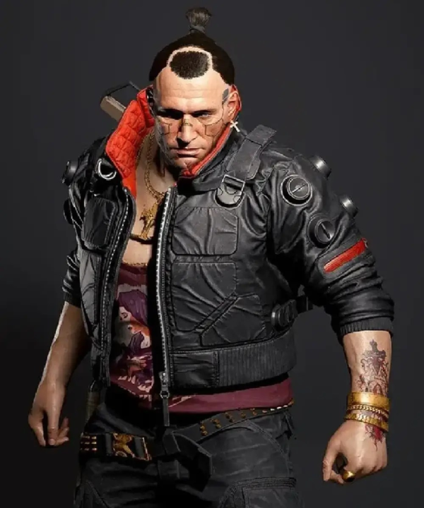 Cyberpunk 2077 Jackie Welles Bomber Black Leather Jacket