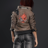 Cyberpunk 2077 Valerie Samurai Bomber Leather Brown Jacke