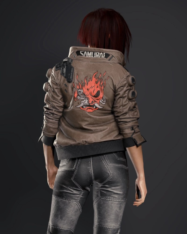 Cyberpunk 2077 Valerie Samurai Bomber Leather Brown Jacke