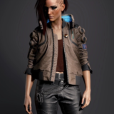 Cyberpunk 2077 Valerie Samurai Bomber Leather Brown Jacket