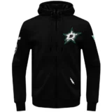 Dallas Stars Classic Chenille Hoodie Black Full-Zip Polyester Varsity Jacket