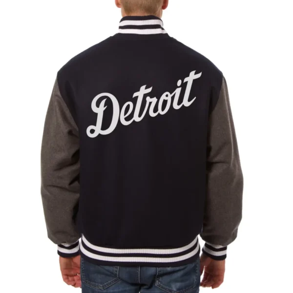 Detroit Tigers Black&Gray Two-Tone Wool Varsity Jacket with Handcrafted Log