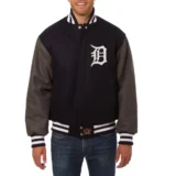 Detroit Tigers Black&Gray Two-Tone Wool Varsity Jacket with Handcrafted Logo