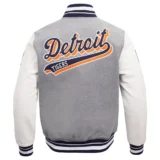 Detroit Tigers Classic Script Tail Wool & Leather Varsity Jac