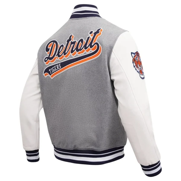 Detroit Tigers Classic Script Tail Wool & Leather Varsity Jack