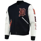 Detroit Tigers Classic Wool & Leather Navy & White Varsity Jacket