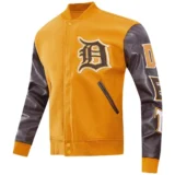 Detroit Tigers Classic Wool & Leather Varsity Brown & Tan Jac