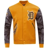 Detroit Tigers Classic Wool & Leather Varsity Brown & Tan Jacket