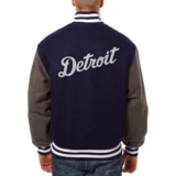 Detroit Tigers Embroidered Wool Varsity Jacket in Navy&Gra