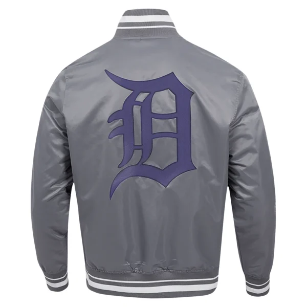 Detroit Tigers Gray Script Tail Satin Varsity Jac