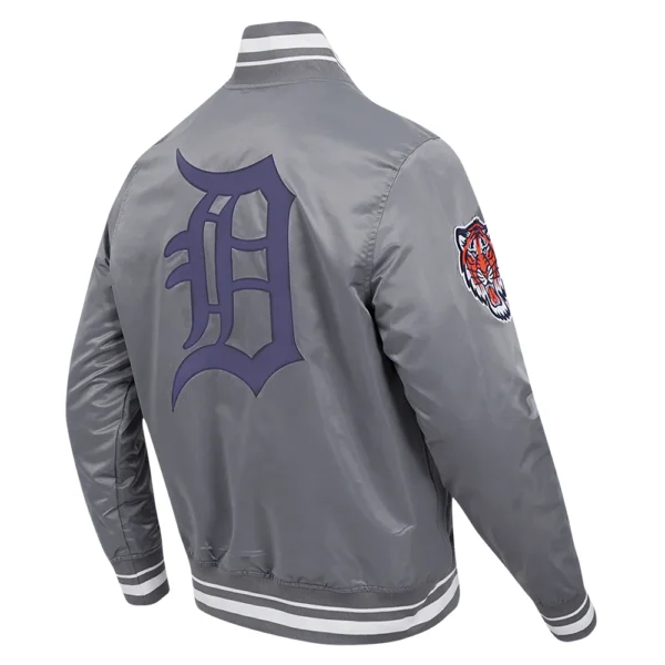 Detroit Tigers Gray Script Tail Satin Varsity Jack