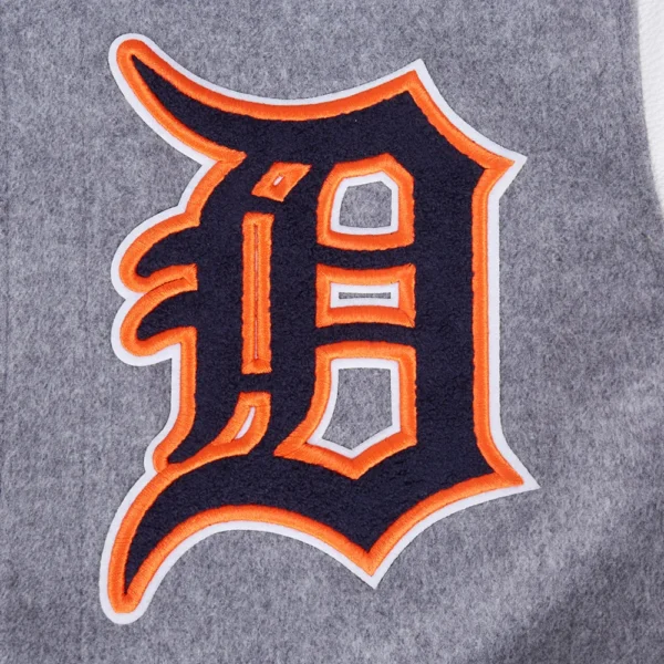 Detroit Tigers Grey&White Old English Wool & Leather Varsity