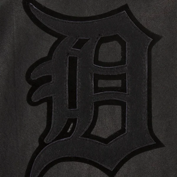 Detroit Tigers Leather Full Black Bomber Varsity Jack