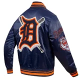 Detroit Tigers Mashup Full-Snap Satin Navy Varsity Jac