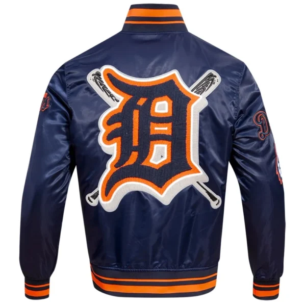 Detroit Tigers Mashup Full-Snap Satin Navy Varsity Jacke