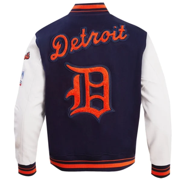 Detroit Tigers Men’s Retro Classic Wool & Leather Rib Knitted Varsity Jac