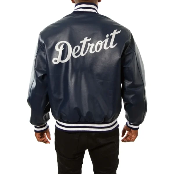 Detroit Tigers Navy Full Real Leather Varsity Jacke