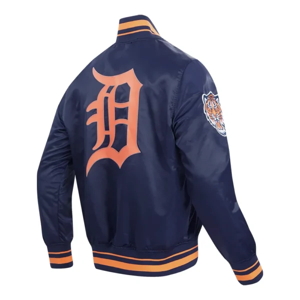 Detroit Tigers Navy Script Tail Satin Varsity J