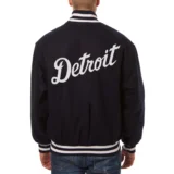 Detroit Tigers Navy Wool Varsity Jacket with Handcrafted Log