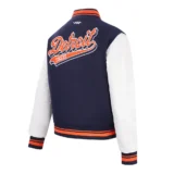 Detroit Tigers Navy&White Wool & Leather Varsity Jacket with Script