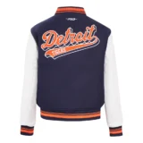 Detroit Tigers Navy&White Wool & Leather Varsity Jacket with Script Ta