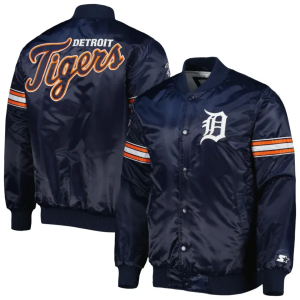 Detroit Tigers Pick & Roll Full-Snap Varsity Satin Jack