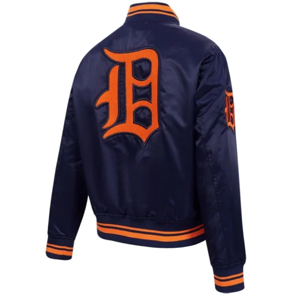 Detroit Tigers Retro Classic Women’s Full-Snap Satin Navy Varsity Jacke