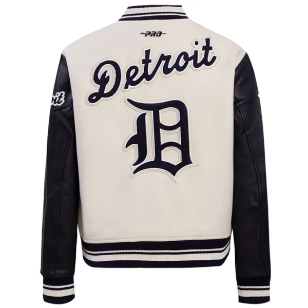 Detroit Tigers Retro Classic Wool & Leather Varsity Jacket Women’s Cream & Bl