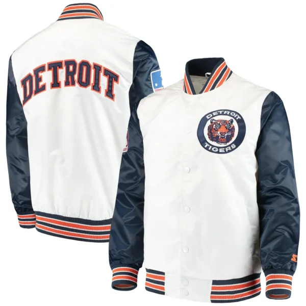 Detroit Tigers Satin Locker Room Throwback Full-Snap Varsity Jack