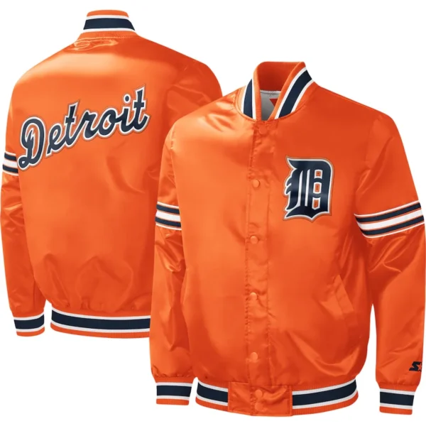 Detroit Tigers Slider Orange Full-Snap Satin Varsity Ja