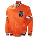 Detroit Tigers Slider Orange Full-Snap Satin Varsity Jacket