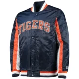 Detroit Tigers The Ace Full-Snap Satin Navy Varsity Jacket